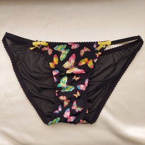 Betsey Johnson Intimates Butterfly Tanga Panty w/Ruched Mesh Back, Size S, NWOT